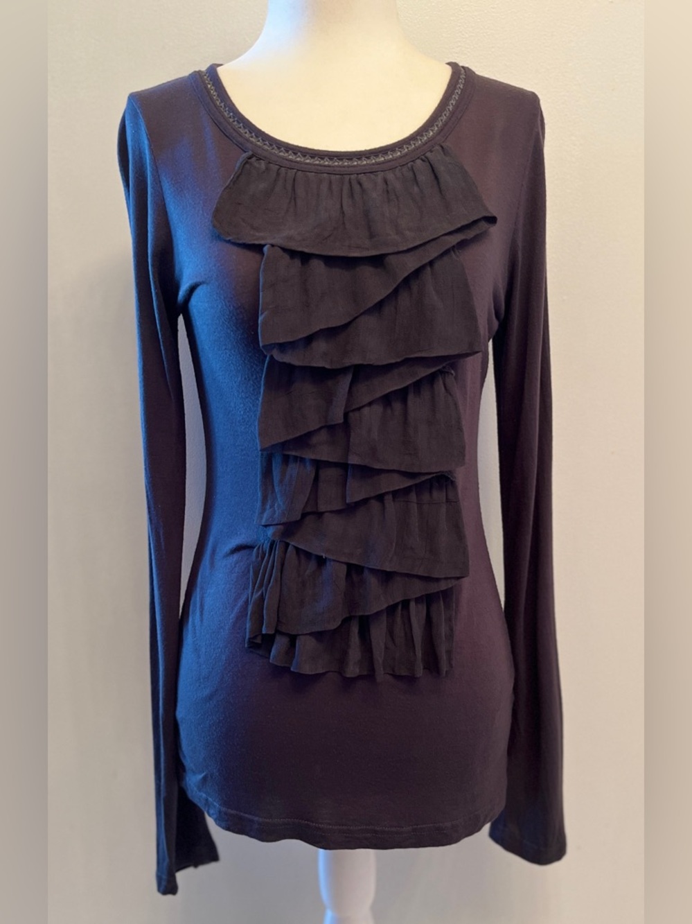 Y2K Romeo & Juliet Couture long sleeve top with ruffle front detail size M